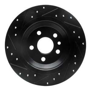 Volvo S60 Cross Country Brake Rotor (1) - Rear Right - R1 Concepts - Drilled & Slotted - Black - `07-`18